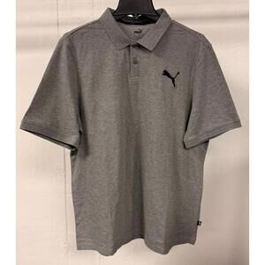 Puma Men's Classic Logo Polo Shirt Heather Grey XL Short Sleeve New